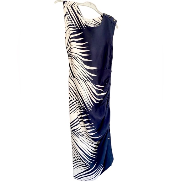 Veronica Beard Mojorra Palm Print Midi Dress Ruched Sheath 8 - Picture 5 of 5